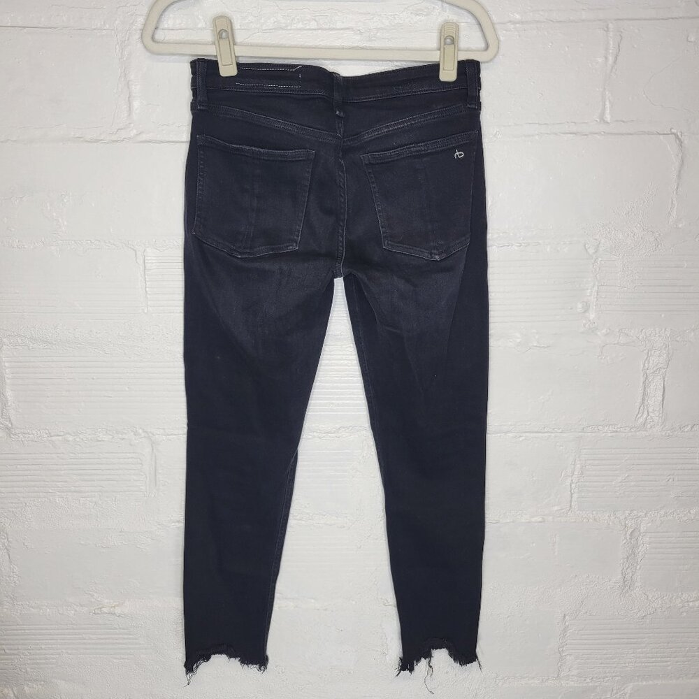 Rag & Bone Women's Size 26 Jeans Cate Mid Rise Ankle Skinny Black Raw Hem - Picture 2 of 9